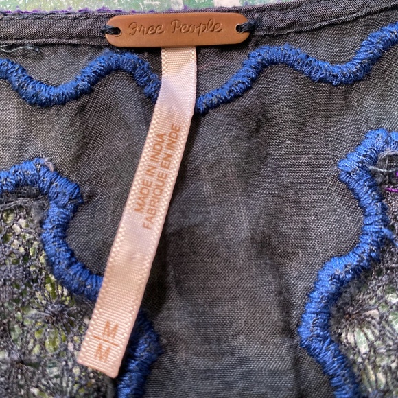 Free People Black Embroidered Top M - Picture 2 of 5